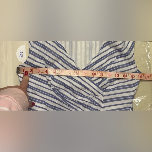 Calvin Klein Blue White Stripe Cotton Fit and Flare Dress Size 2 Wrap Tie - Picture 4 of 8